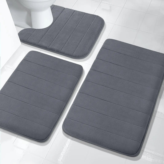 Memory Foam Bathroom Rugs Set Non Slip Extra Soft Water Absorbent Machine Washable & Dry Shower Toilet Mats for Tub Floor Beige Peaceful Pleasures Health and Wellness