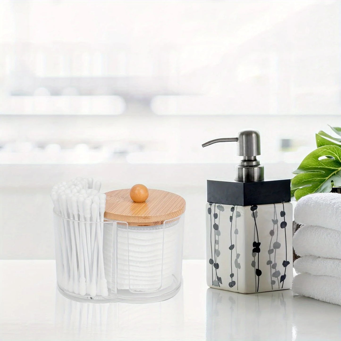 2-in-1 Cotton Pad & Swab Dispenser | Clear Plastic Organizer