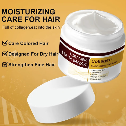 Deep Repair Damaged Dry Hair-collagen Conditioning Intense Hydrating Hair Mask Essence Keratin Conditioner for All Hair Types Peaceful Pleasures Health and Wellness 100g