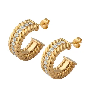 Women's Gold Hoop Earrings – 18K Stainless Steel, Waterproof