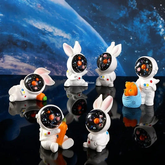Astronaut Bunny Miniature Figurine | Desk & Home Décor Ornament Miniature Figurine Peaceful Pleasures Health and Wellness
