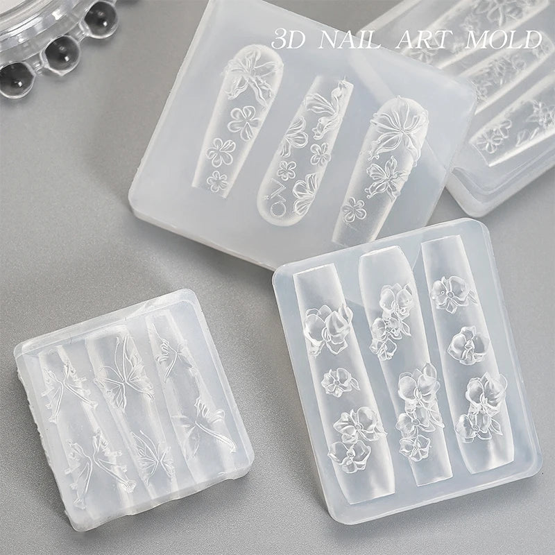 3D Silicone Relief Mold Butterfly Flower Design Nails Diy Design Nail Art Decorations Silicone Nail Mold Nail Accessories Peaceful Pleasures Health and Wellness