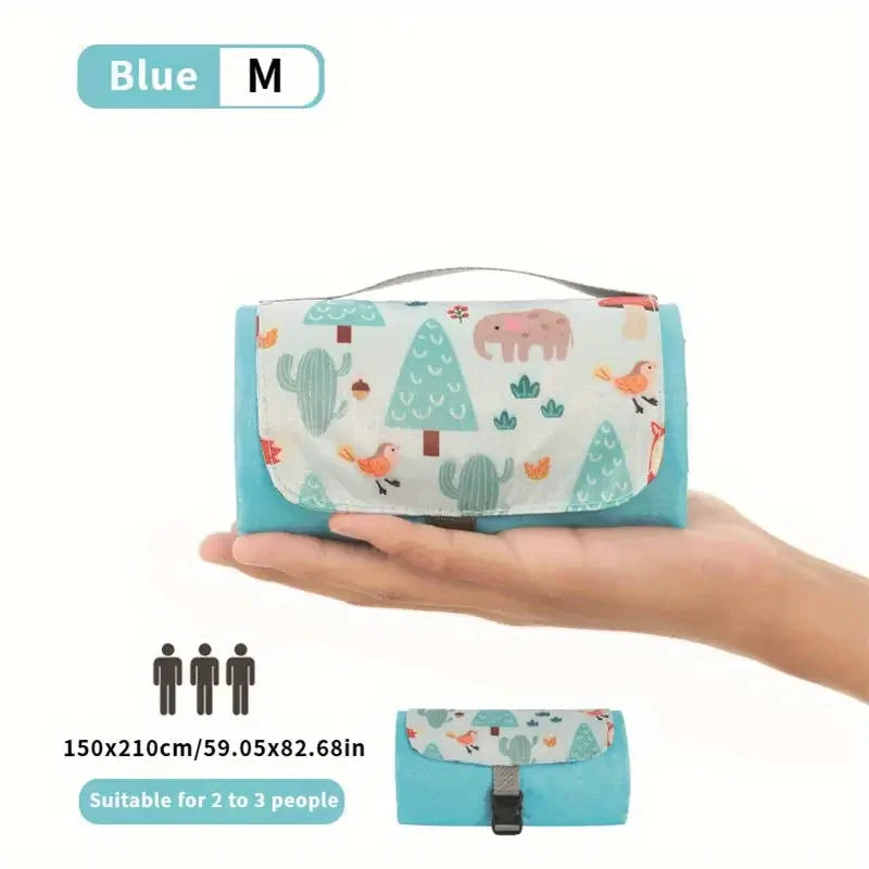 Outdoor Picnic Mat Mini Beach Mat Camping Pad Waterproof Breathable Lightweight Durable Portable Foldable Seat Cushion Practical Peaceful Pleasures Health and Wellness blue M
