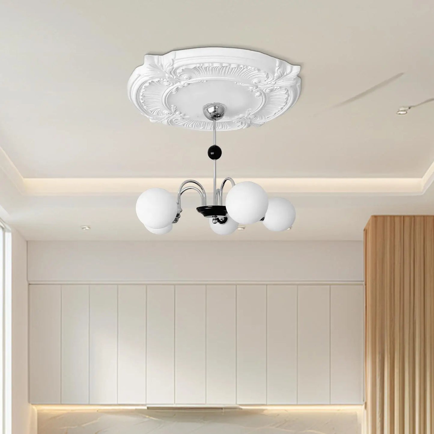 Split PU Ceiling Medallion | Art Deco 12" Chandelier Cover