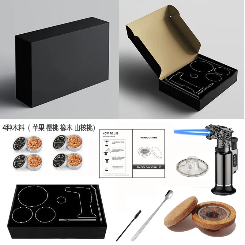 Whiskey Smoke Cocktail Accessories Smoking Wood Chips Cigar Lighter Base Food Steak Beverage Father's Gift Customized Flavors Peaceful Pleasures Health and Wellness
