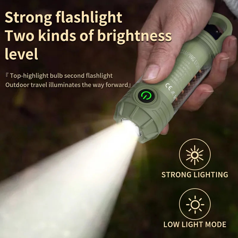 Portable Multi-Mode Camping Flashlight with Hook | 6 Modes