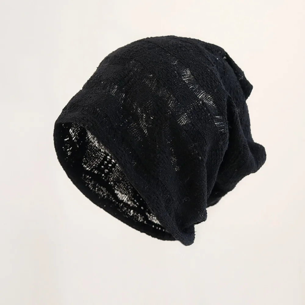 Korean Hollow Knit Pullover Beanie Hat – Breathable Unisex Cap