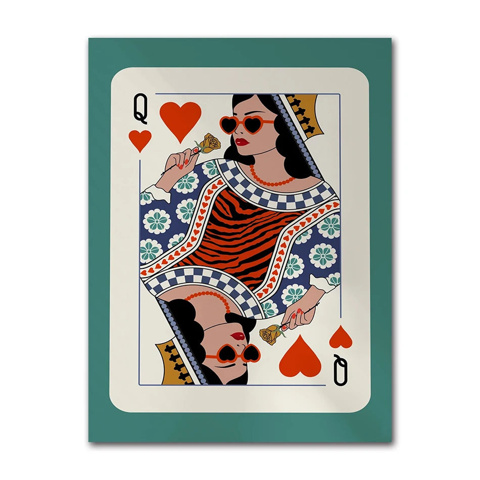 Queen of Hearts Leopard Canvas Wall Art | Dorm Room Decor