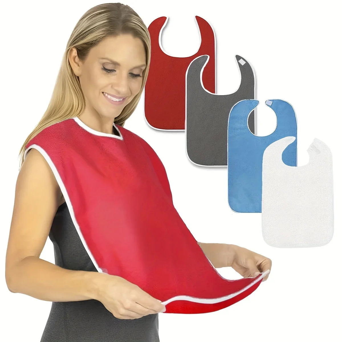 New coated adult apron reusable waterproof terry bibs Or bring a pocket For adult women and men Elderly Seniors & Disabled bibs Peaceful Pleasures Health and Wellness