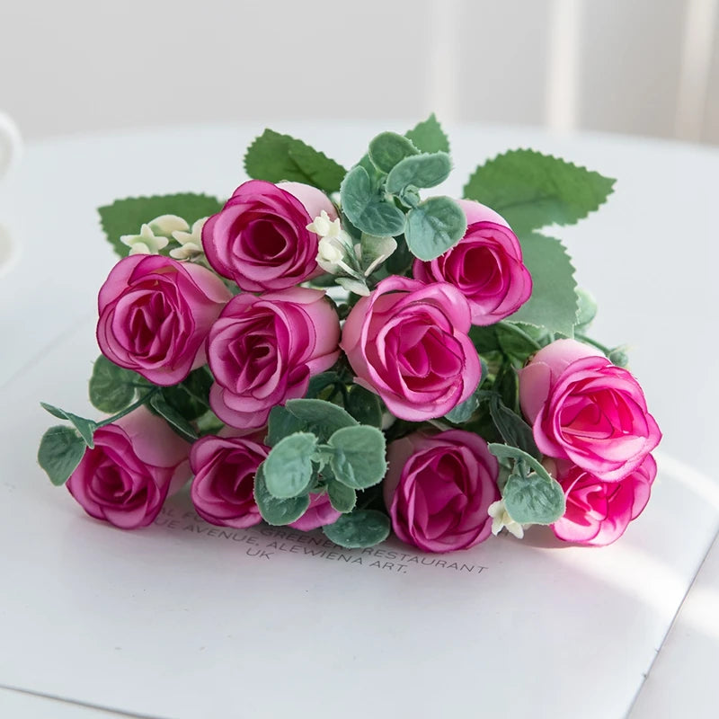 Silk Rose Bouquet 10 Heads – Wedding & Home Artificial Flowers