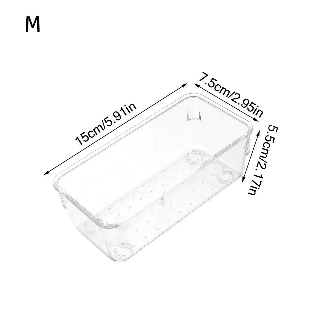 Durable S/M/L/XL/XXL Desktop Storage Box Transparent Sundries Sorting Storage Organizer Drawer Plastic Cosmetics Organizer Boxes Peaceful Pleasures Health and Wellness M-Style2