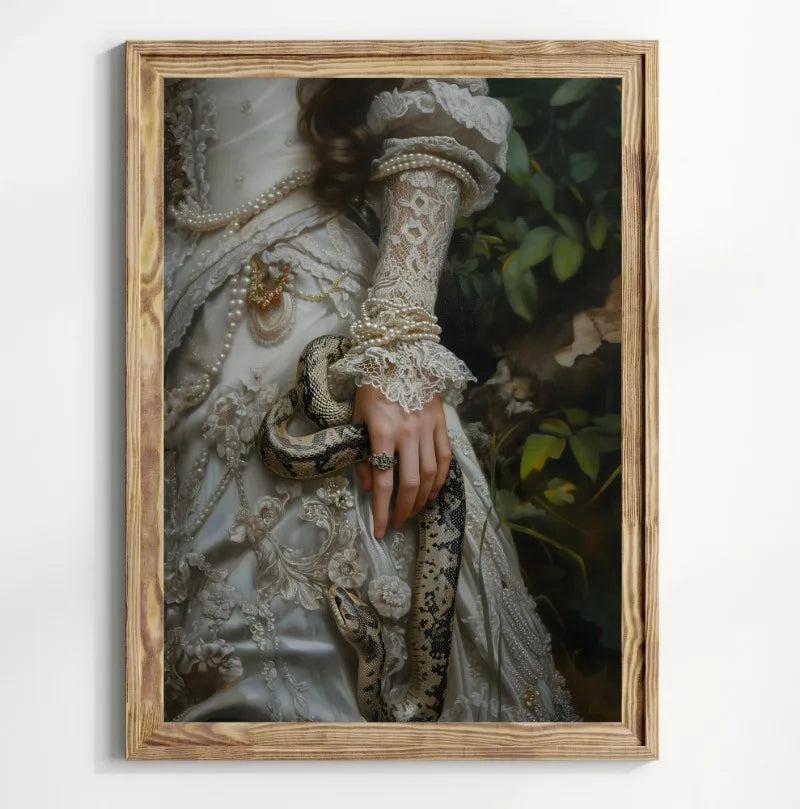 Victorian Woman Canvas Wall Art | Moody Vintage Black Rose Print