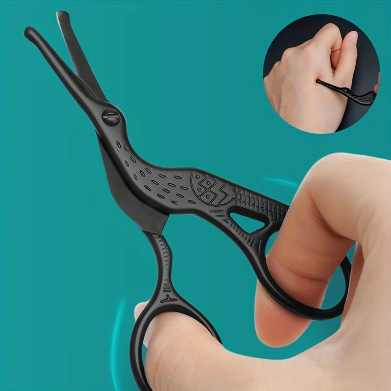Round Head Stainless Steel Nose Hair Scissors Stork Type BeautyScissors For Eyebrows Nose Hair Beard Ear Hair Eyebrow Scissors Peaceful Pleasures Health and Wellness