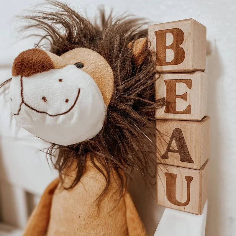 Personalized Retro Wooden Baby Blocks | Nursery Decor & Gift Personalized Baby Blocks Peaceful Pleasures Health and Wellness