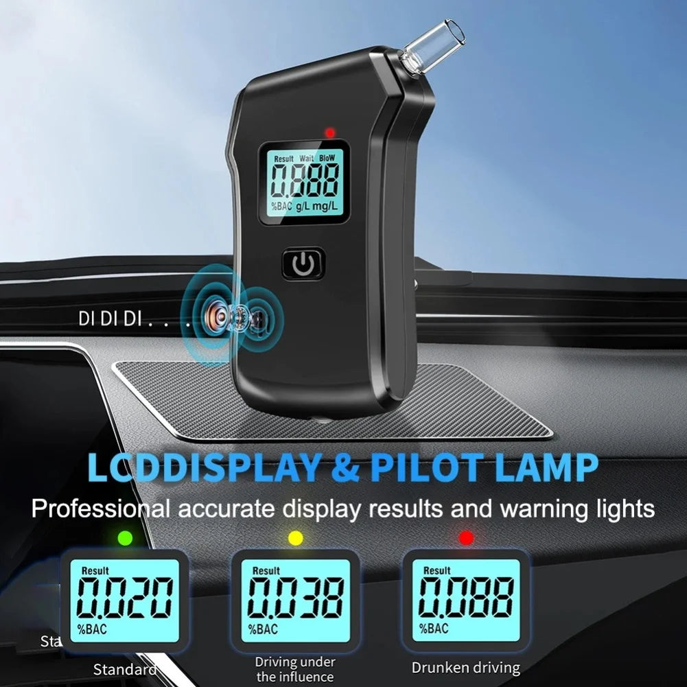 Breath Alcohols Tester,High-Accuracy Breathalyzers with LCD Display Portable Rechargeable Diagnostics Tool For Alcohols Testing Peaceful Pleasures Health and Wellness