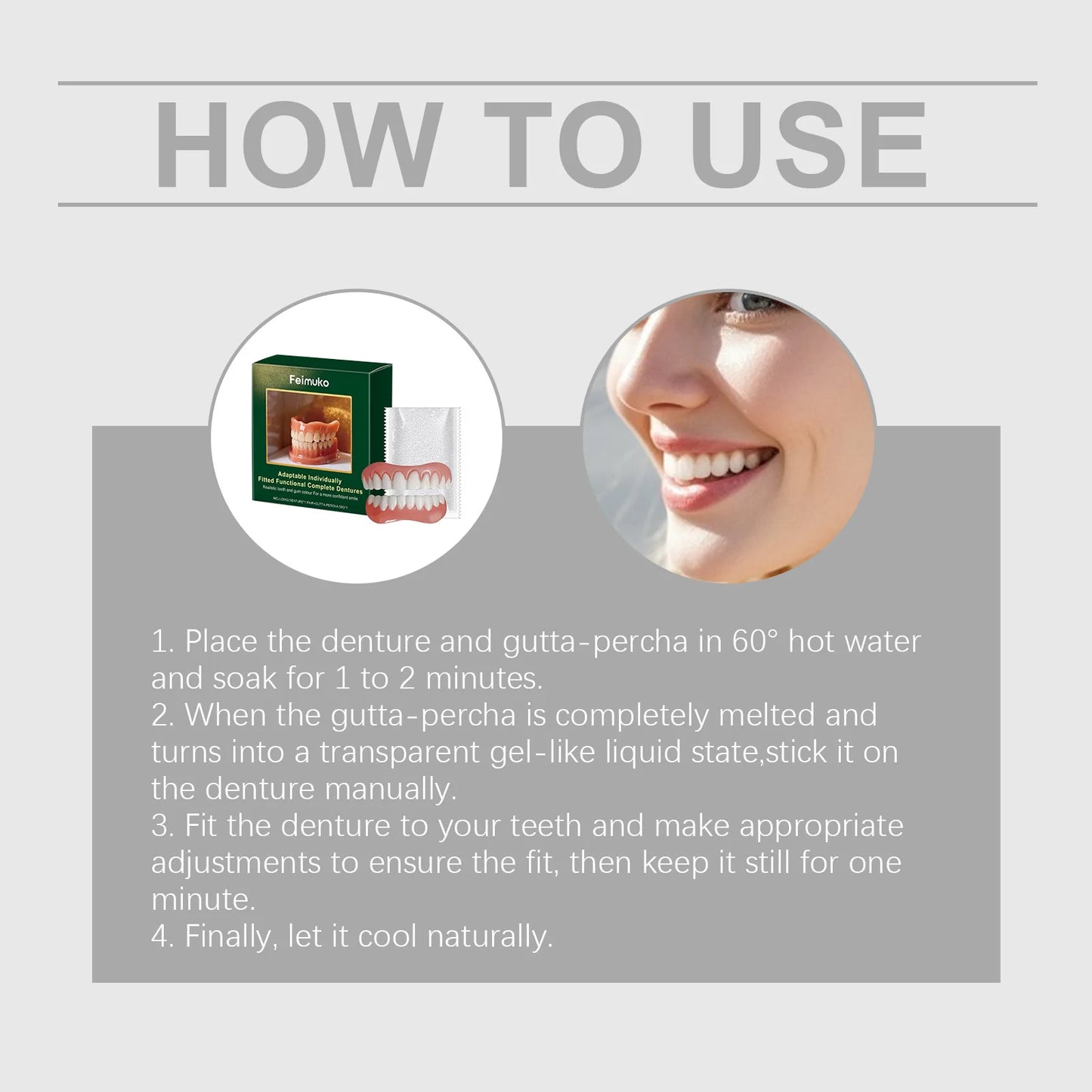 Silicone Temporary Denture Set Upper & Lower Comfort Fit