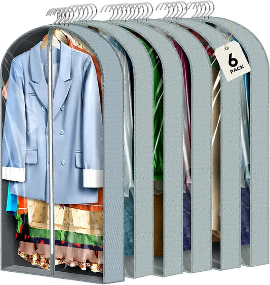 6-Pack Clear Garment Bags for Closet Storage and Travel, 40-Inch with Gussets to Protect Coats and Dresses Peaceful Pleasures Health and Wellness United States