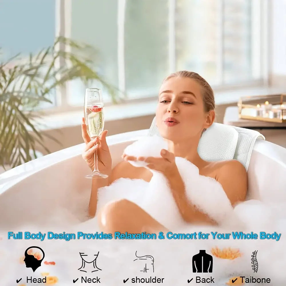 Full Body Bath Pillow with 21 Suction Cups & 5D Air Mesh Peaceful Pleasures Health and Wellness