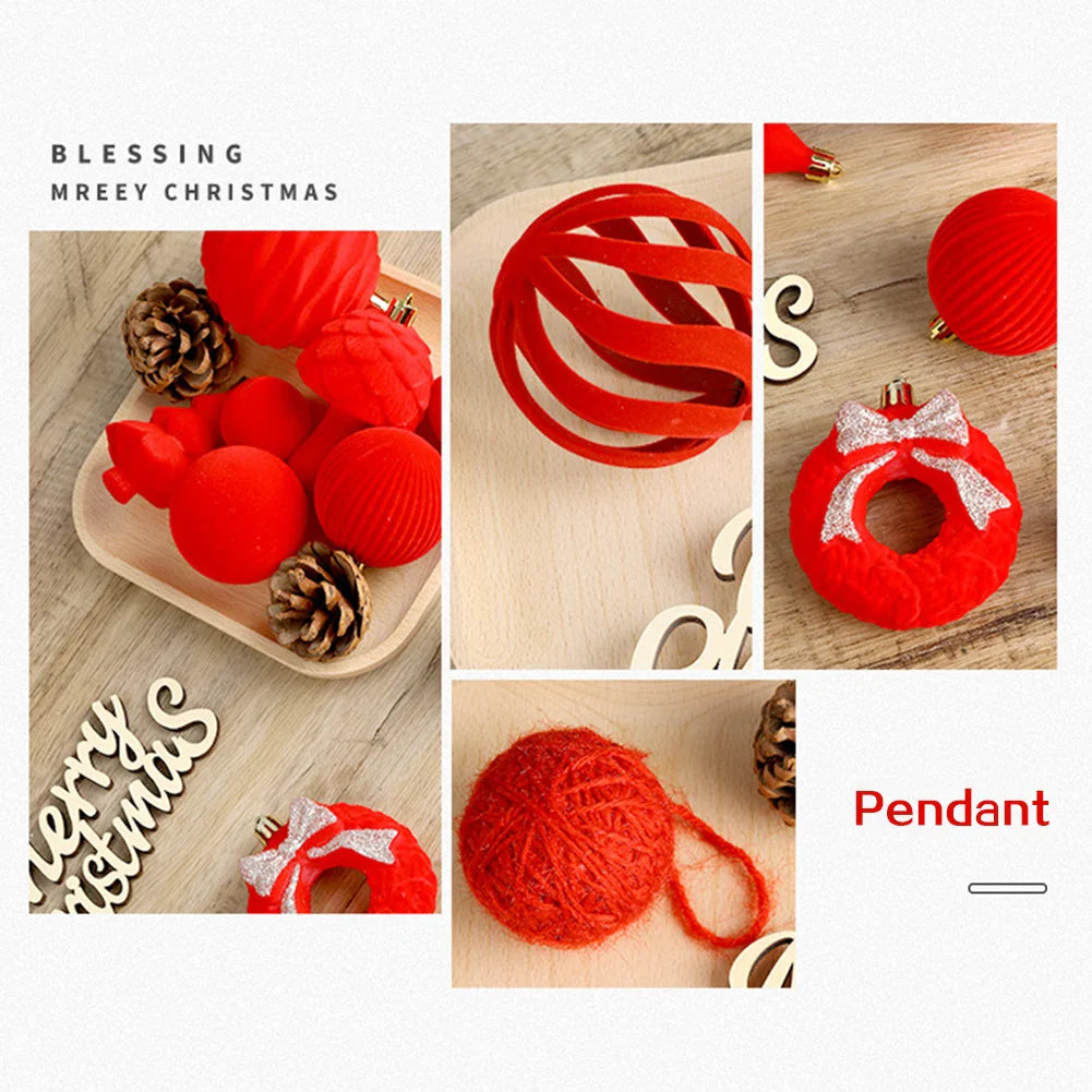 38-Piece Velvet Christmas Ball Ornament Set – Mixed Colors