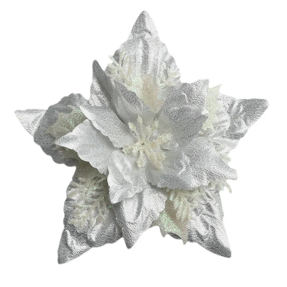 Christmas Large Poinsettia Glitter Flower Tree Hanging Party Xmas