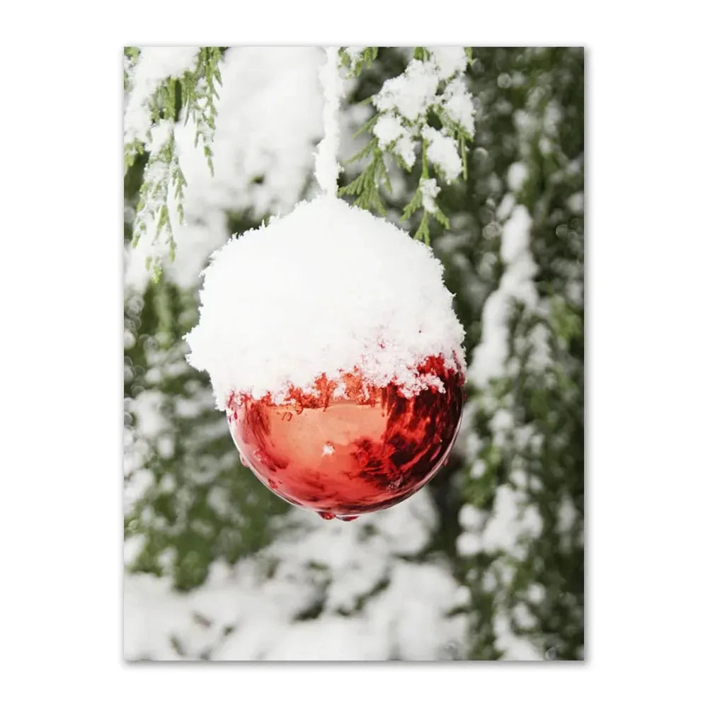 Vintage Christmas Tree Canvas Wall Art | Unframed Holiday Print