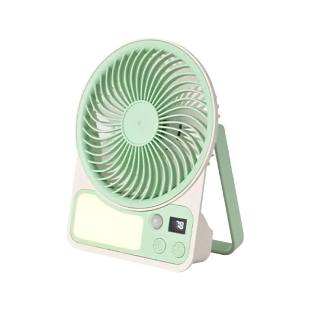 USB Rechargeable Motion Sensor Fan with Light Portable Desk Fan for Dorm Bedroom Camping Quiet Small Fan Long Battery Life Auto Peaceful Pleasures Health and Wellness Green
