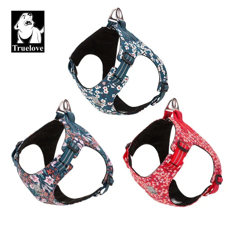 Truelove Pet Harness Floral Floral Doggy Harness Dog Vest Type Dog Walking Chain Small Medium Puppy Cat Printed Cotton TLH1912 Peaceful Pleasures Health and Wellness