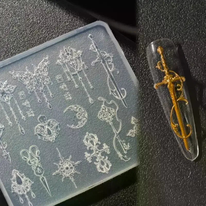 3D Silicone Nail Art Mold – Retro Floral & Bow Design