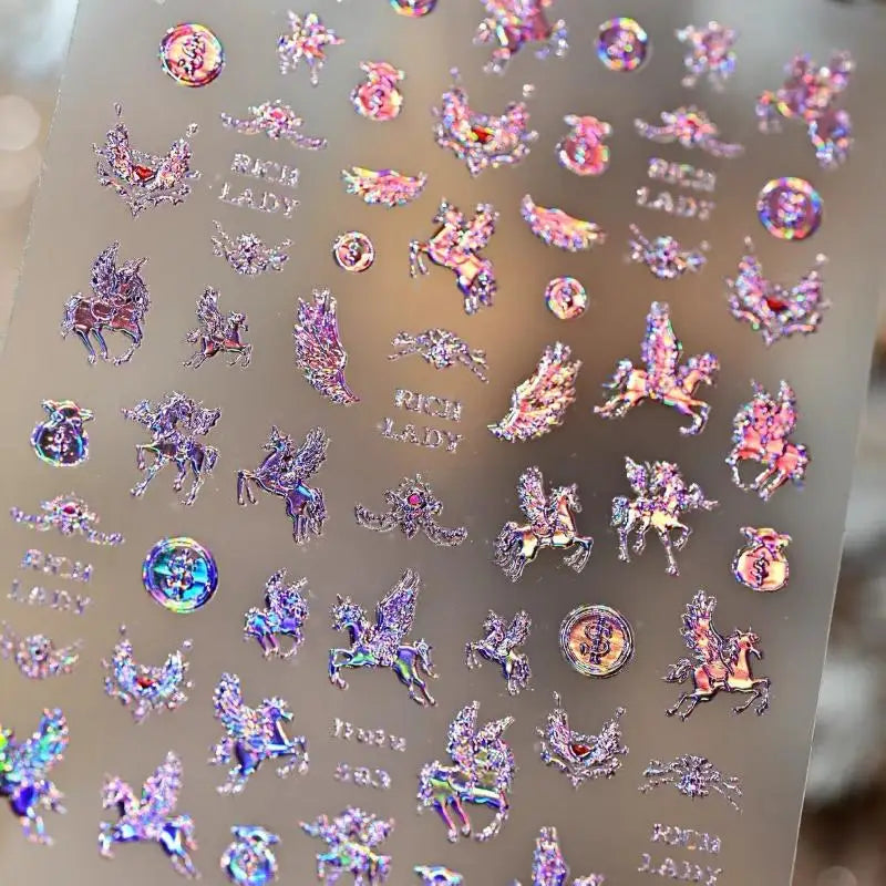Light Luxury Dreamy Pony Nail Art Stickers Cartoon Year Of The Horse Nail Art Decals New Year DIY Nail Art Decoration Peaceful Pleasures Health and Wellness