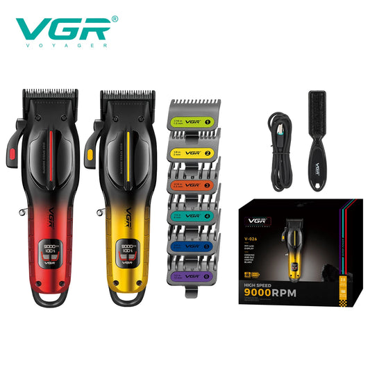 VGR high-end professional hair clipper gradient metal body hair trimmer 9000 RPM LCD digital display electric push shear V-026 Peaceful Pleasures Health and Wellness