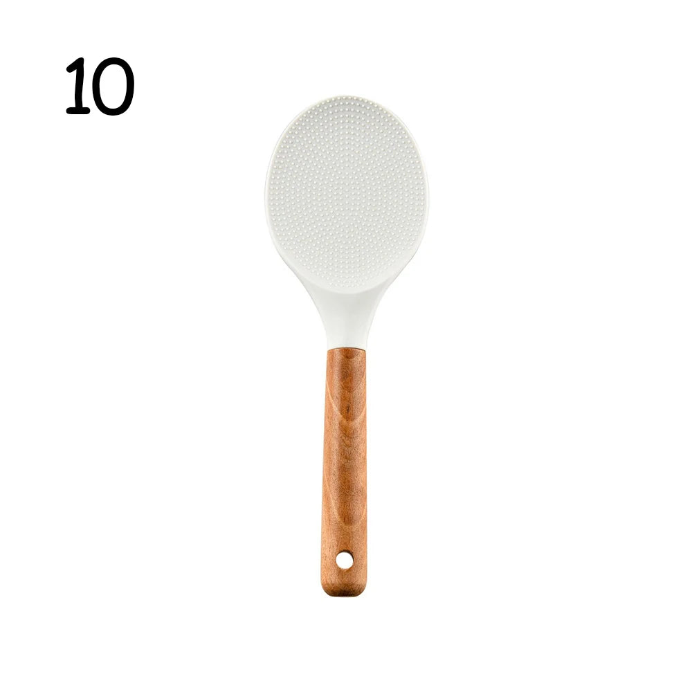 Silicone Non-Stick Cooking Utensil Set – Stainless Steel Handle Spatula, Egg Beater & Shovel Kitchen Tool Set