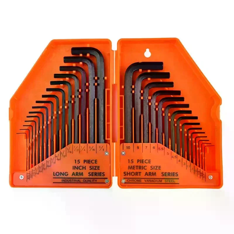 30-Piece S2 Steel SAE & Metric Hex Key Allen Wrench Set Hex Key Wrench Set Peaceful Pleasures Health and Wellness