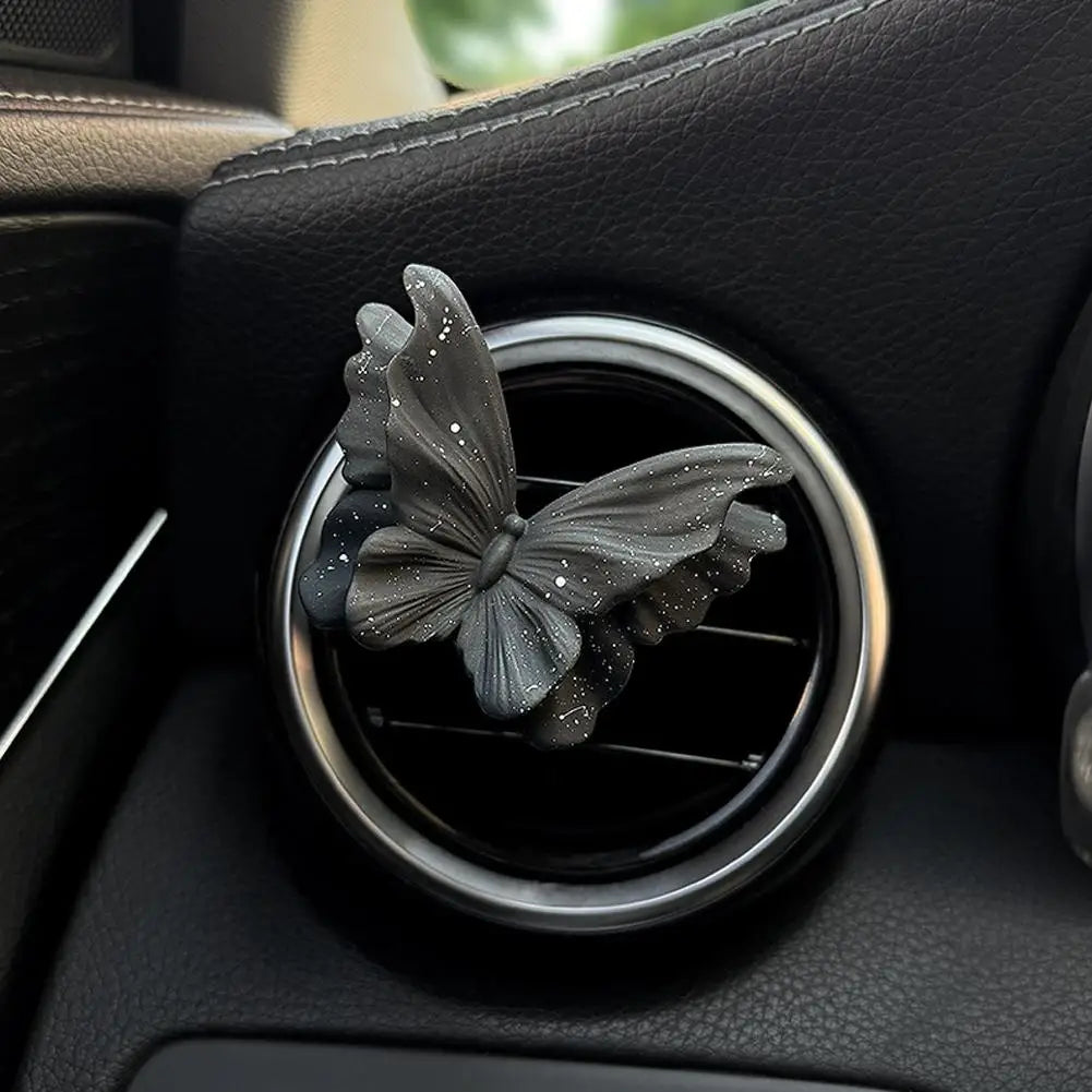 Car Interior Decor Ornament Luxury Elegant Black Gold Butterfly Camellia Air Vent Diffuser Stone Unique Aromatherapy Peaceful Pleasures Health and Wellness Black Butterfly