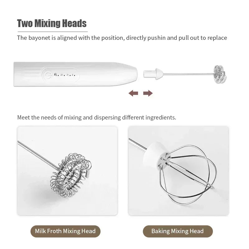 2-in-1 Kitchen Items USB Charging Electric Egg Beater Mini Blender Kitchens Accessories Mixer Household Gadgets Double Head Bar Peaceful Pleasures Health and Wellness