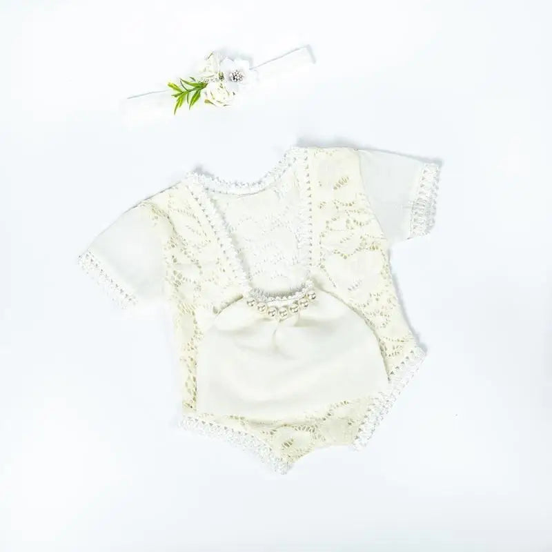 Newborn Baby Photography Props Lace Romper & Headband Set