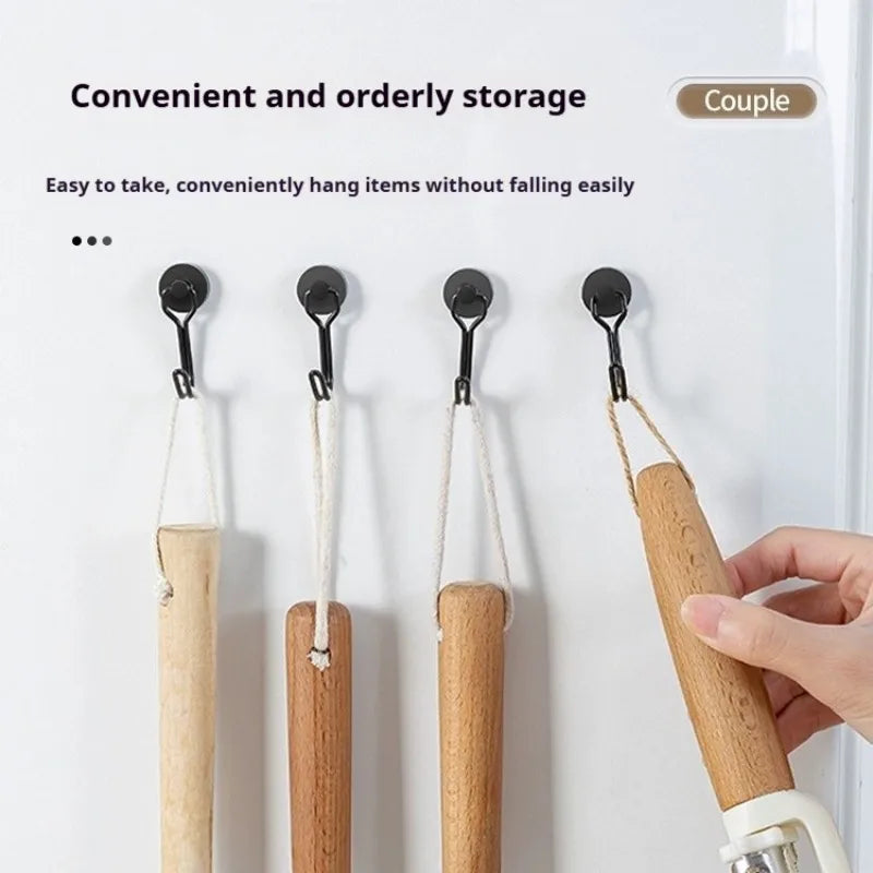 Neodymium Magnetic Hooks 5KG - 360° Rotating No Drill Hangers for Fridge/Doors, 4PCs Heavy Duty Kitchen Organizer (Black/White) Peaceful Pleasures Health and Wellness