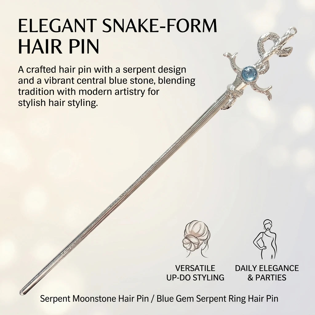 Snake Shaped Moonstones Hairpin With Alloy Base For Classical And Modern Simple Style Peaceful Pleasures Health and Wellness