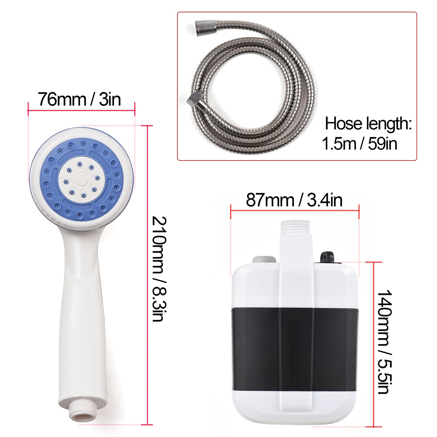 Outdoor USB Rechargeable Electric Shower Pump Portable Camping Car