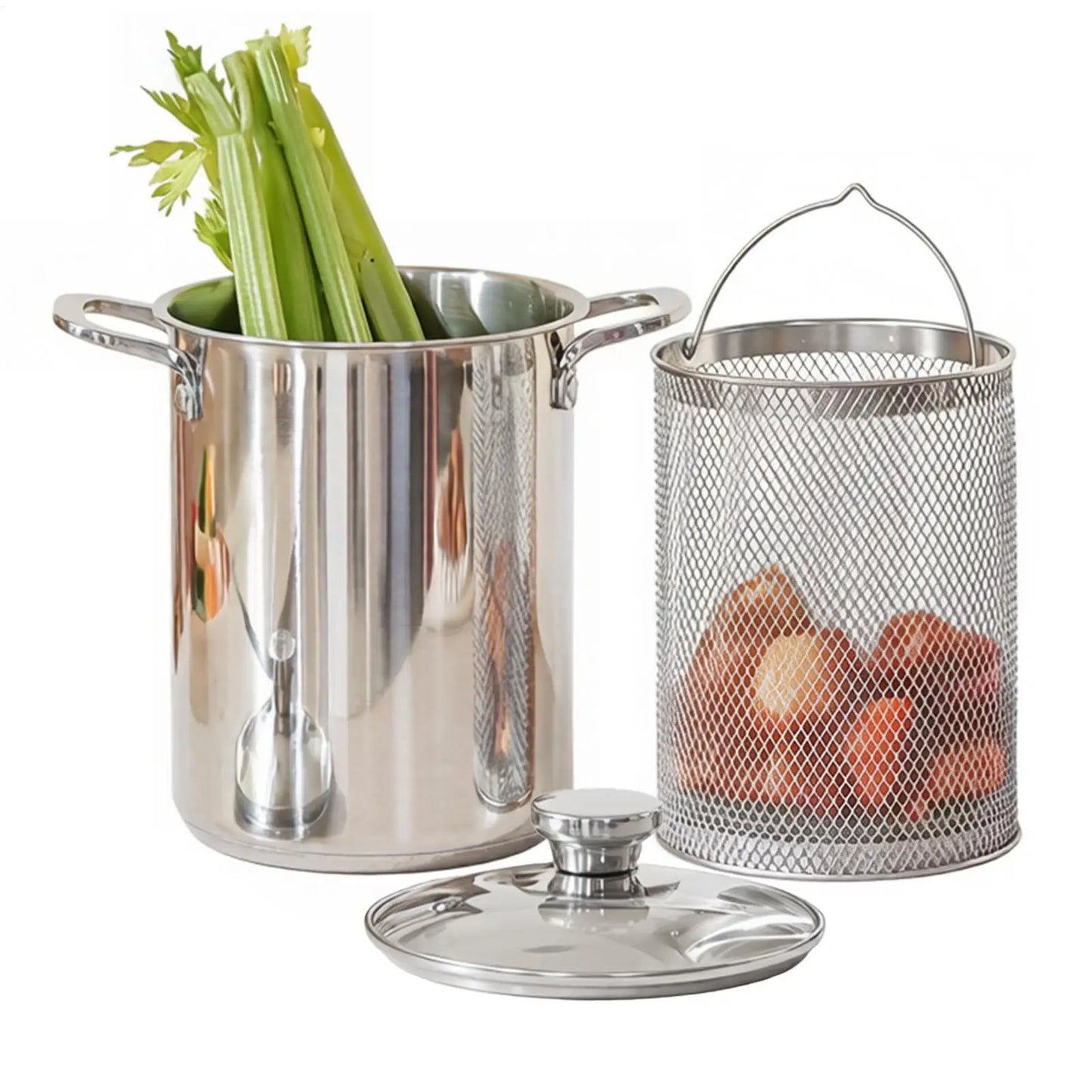 4L Stainless Steel Pasta Pot with Strainer & Lid | Deep Fryer