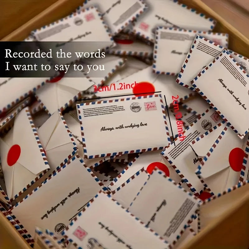 90-Pc Mini Envelope Set | Red Seal, Heart Labels & Stamps