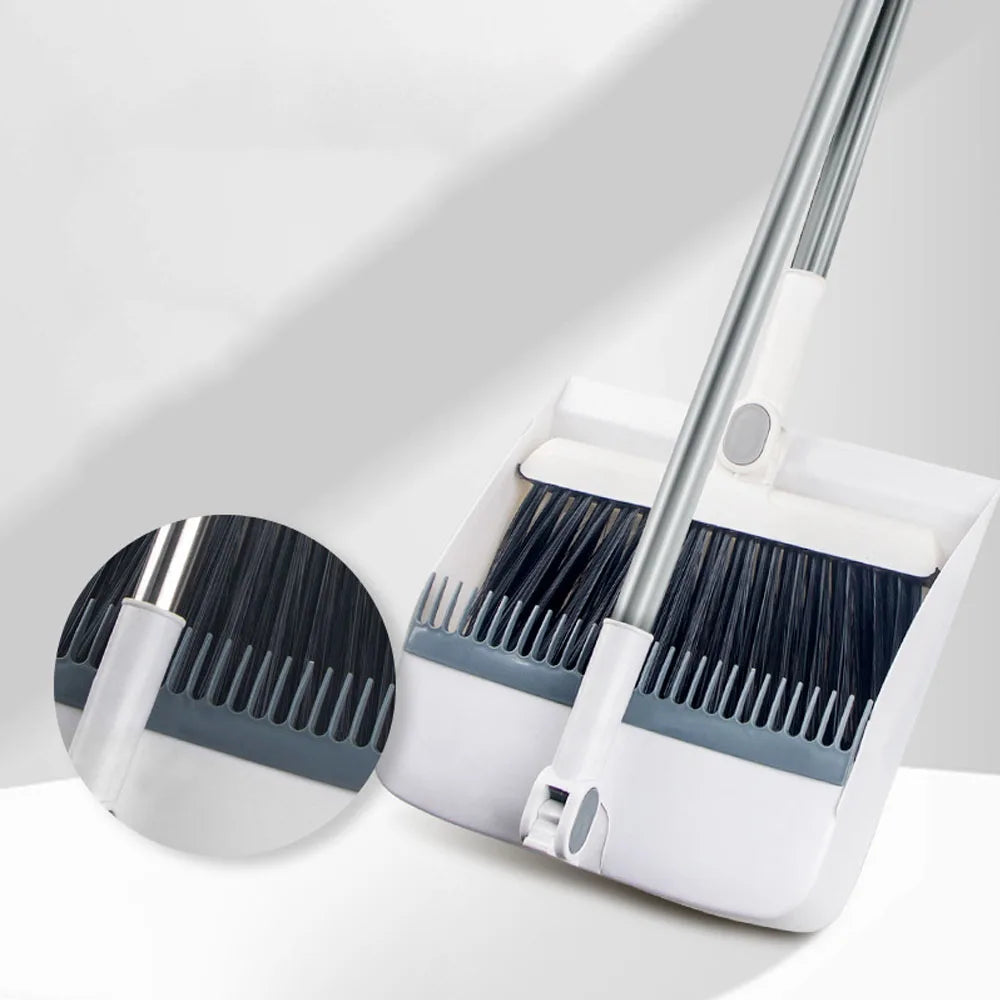 Upright Broom & Dustpan Set | Long Handle, 180° Rotation