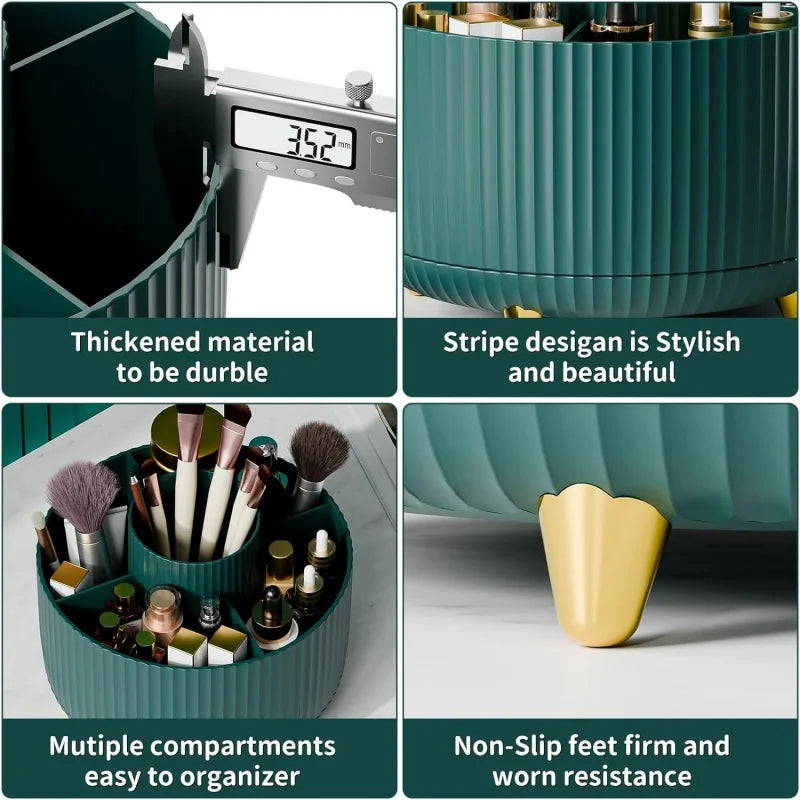 360° Rotating Makeup Organizer – 5-Slot Brush & Cosmetic Holder