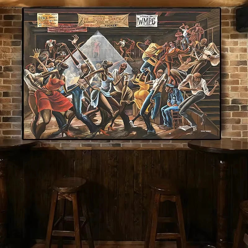 Ernie Barnes The Sugar Shack Canvas Wall Art | Unframed Print