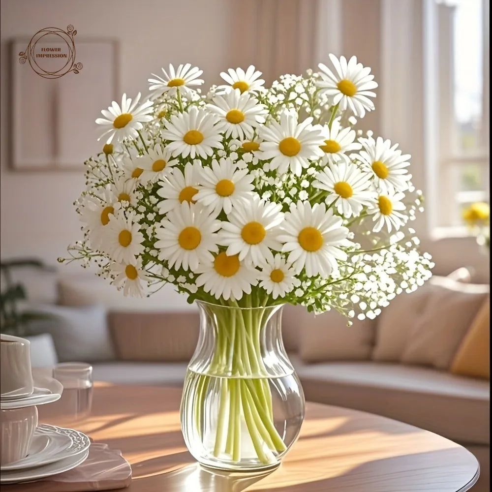 30pcs Artificial Chamomile & Gypsophila Bouquet | Wedding Decor