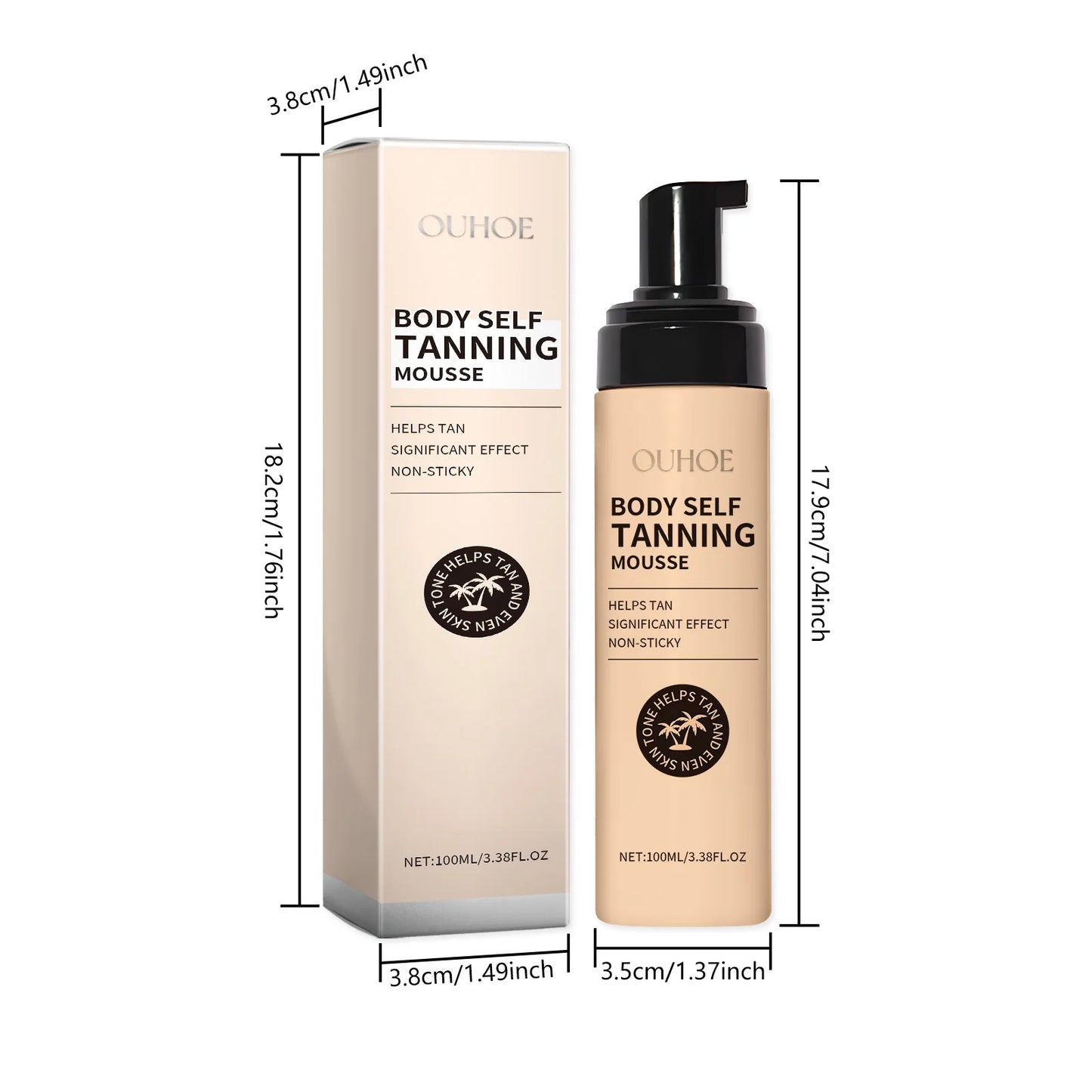 Sunless Self Tanning Mousse – Natural Bronze Glow Face & Body
