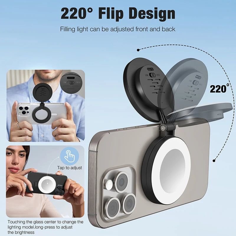 Mirror With Light For Cell Phone Led Light Mobile Selfie Ring Lamp Video Shooting Light Led Photography Lighting Fill Light Ring Peaceful Pleasures Health and Wellness