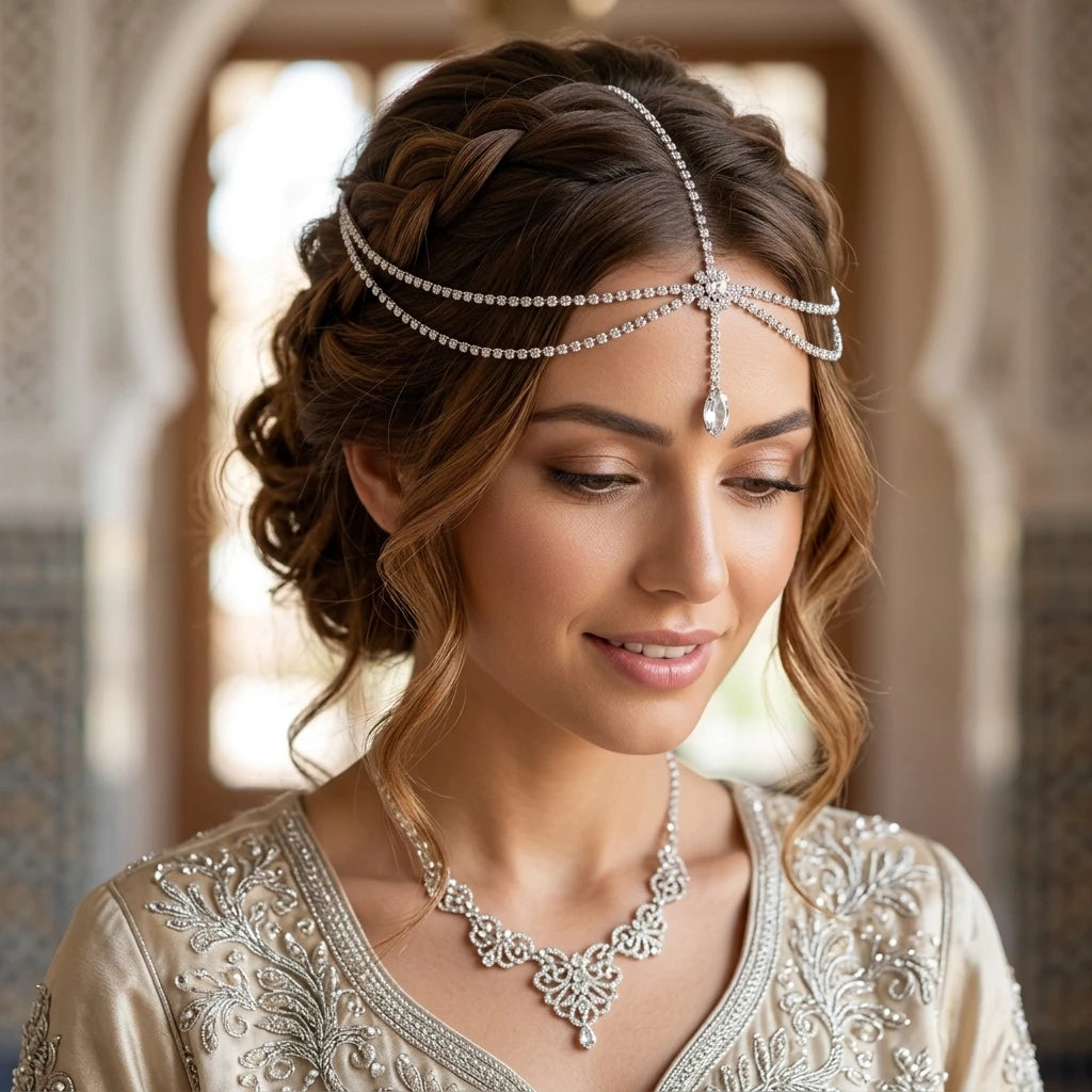 Multi Layer Rhinestone Forehead Chain Hairpiece Bridal Headwear For Wedding Party Peaceful Pleasures Health and Wellness