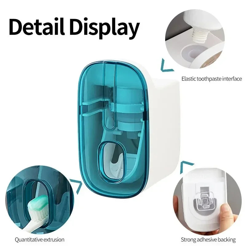 1 PCS Automatic Toothpaste Dispenser Bathroom Accessories Wall Mount Lazy Toothpaste Squeezer Toothbrush Holder Peaceful Pleasures Health and Wellness