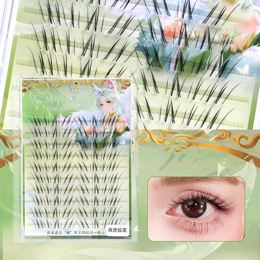 10 Rows Foxes Tail False Eyelashes 9-12mm Mixed Length Natural Slender Curling Lightweight Fake Eyelash Extension Chinese Style Peaceful Pleasures Health and Wellness