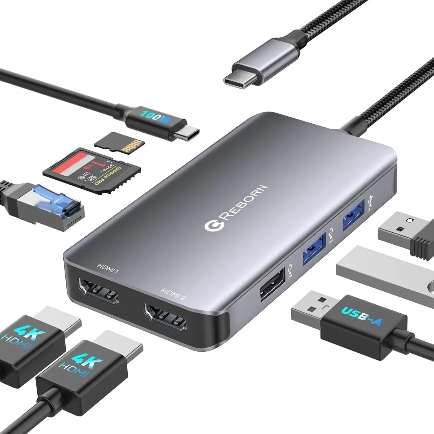 9-in-1 USB C Docking Station Dual Monitor, 4K HDMI, Gigabit Ethernet, Fast Data Transfer, 100W PD Charging Peaceful Pleasures Health and Wellness United States